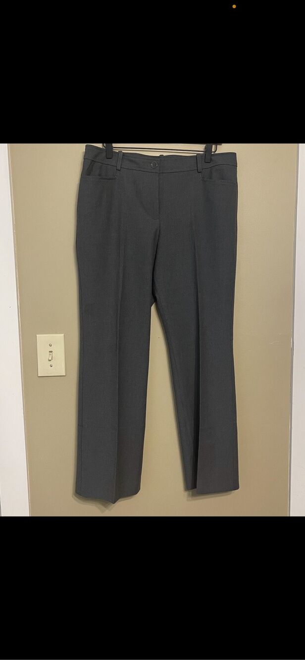 Talbots Womens Grey Pleated Wool Blend Signature Straight Dress Pant Petite 12